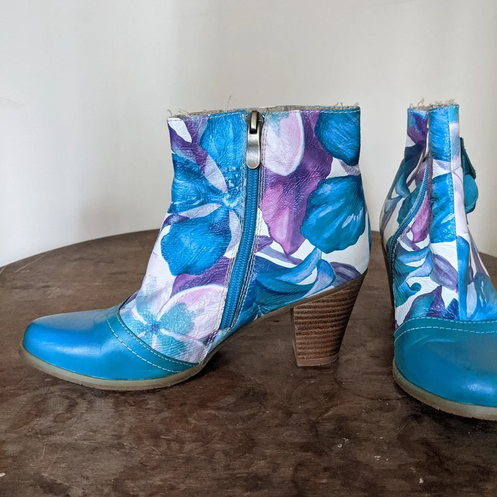 L'Artiste floral ankle boot handmade 37 (6.5) - Picture 6 of 10